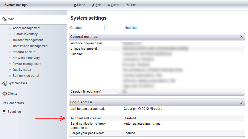 Self service user account creation